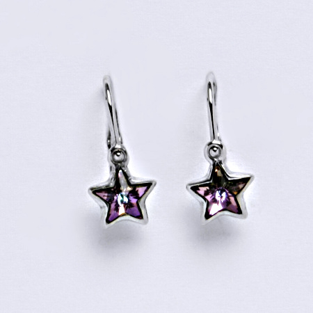 NK 1326 Dětské náušnice, bílé zlato se Swarovski krystalem vitrail light