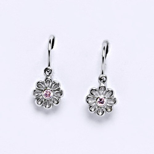 Dětské náušnice z bílého zlata 585/1000 VE 175 pink