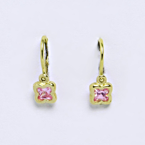 Dětské náušnice ze žlutého zlata 585/1000 VE 176 pink