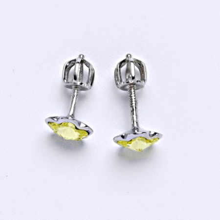 NŠ 1297 Zlaté náušnice na šroubek, bílé zlato, krystal Swarovski Jonquil