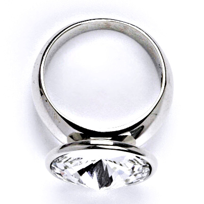 Zlatý prsten se Swarovski čirým krystalem, bílé i žluté zlato - T 1372