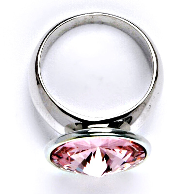 Zlatý prsten se Swarovski krystalem light rose , bílé i žluté zlato - T 1372