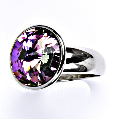 Zlatý prsten se Swarovski krystalem vitrail light , bílé i žluté zlato - T 1372