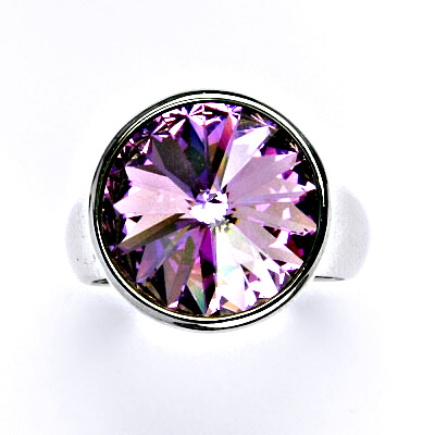 Zlatý prsten se Swarovski krystalem vitrail light , bílé i žluté zlato - T 1372