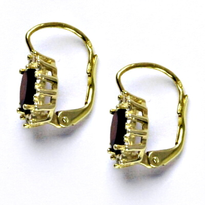Zlaté náušnice Kate, žluté zlato, přírodní spinel černý (pleonast), čiré zirkony, NK 1480
