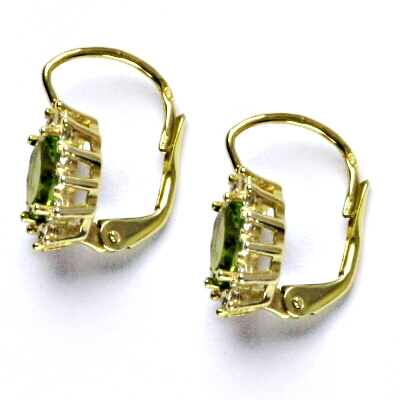 Zlaté náušnice Kate, žluté zlato, přírodní olivín, náušnice ze zlata, NK 1480 