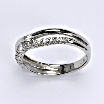Zlatý prsten s brilianty (diamanty), bílé zlato 14 kt, T 1406
