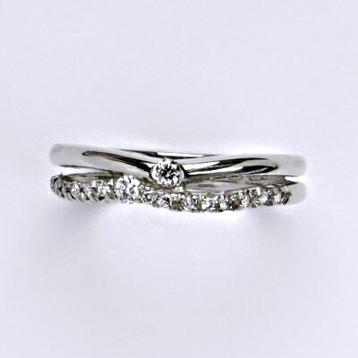 Zlatý prsten s brilianty (diamanty), bílé zlato 14 kt, T 1406